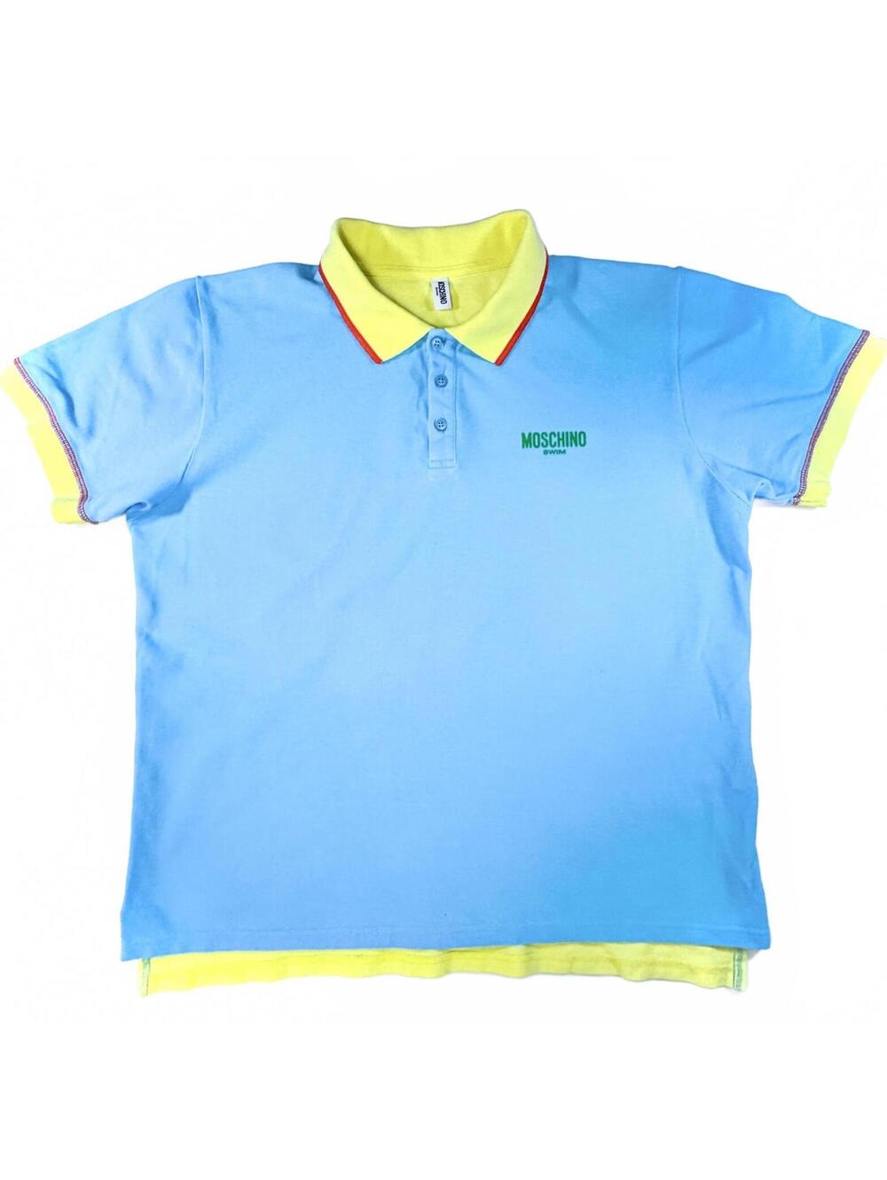 Moschino Swim Colorblock Polo Shirt Blue Yellow